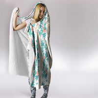 Monstera Tiare Plumeria Hooded Blanket Teal Polynesian Pattern LT01 - Polynesian Pride