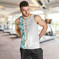Monstera Tiare Plumeria Men Tank Top Teal Polynesian Pattern LT01 Teal - Polynesian Pride