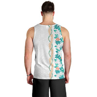 Monstera Tiare Plumeria Men Tank Top Teal Polynesian Pattern LT01 - Polynesian Pride