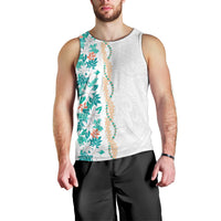 Monstera Tiare Plumeria Men Tank Top Teal Polynesian Pattern LT01 - Polynesian Pride