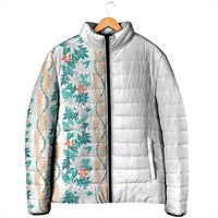 Monstera Tiare Plumeria Padded Jacket Teal Polynesian Pattern LT01 - Polynesian Pride