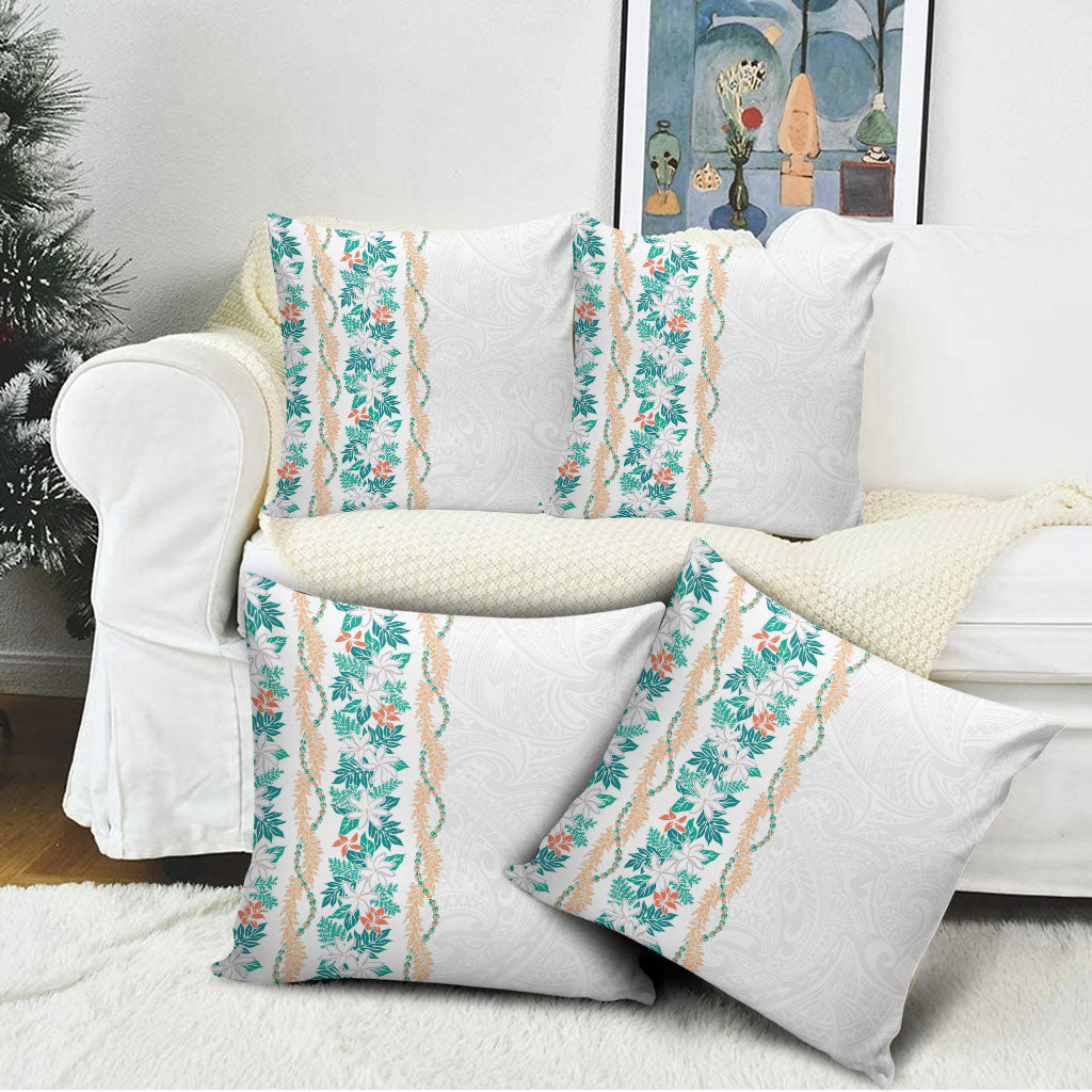 Monstera Tiare Plumeria Pillow Cover Teal Polynesian Pattern LT01 - Polynesian Pride