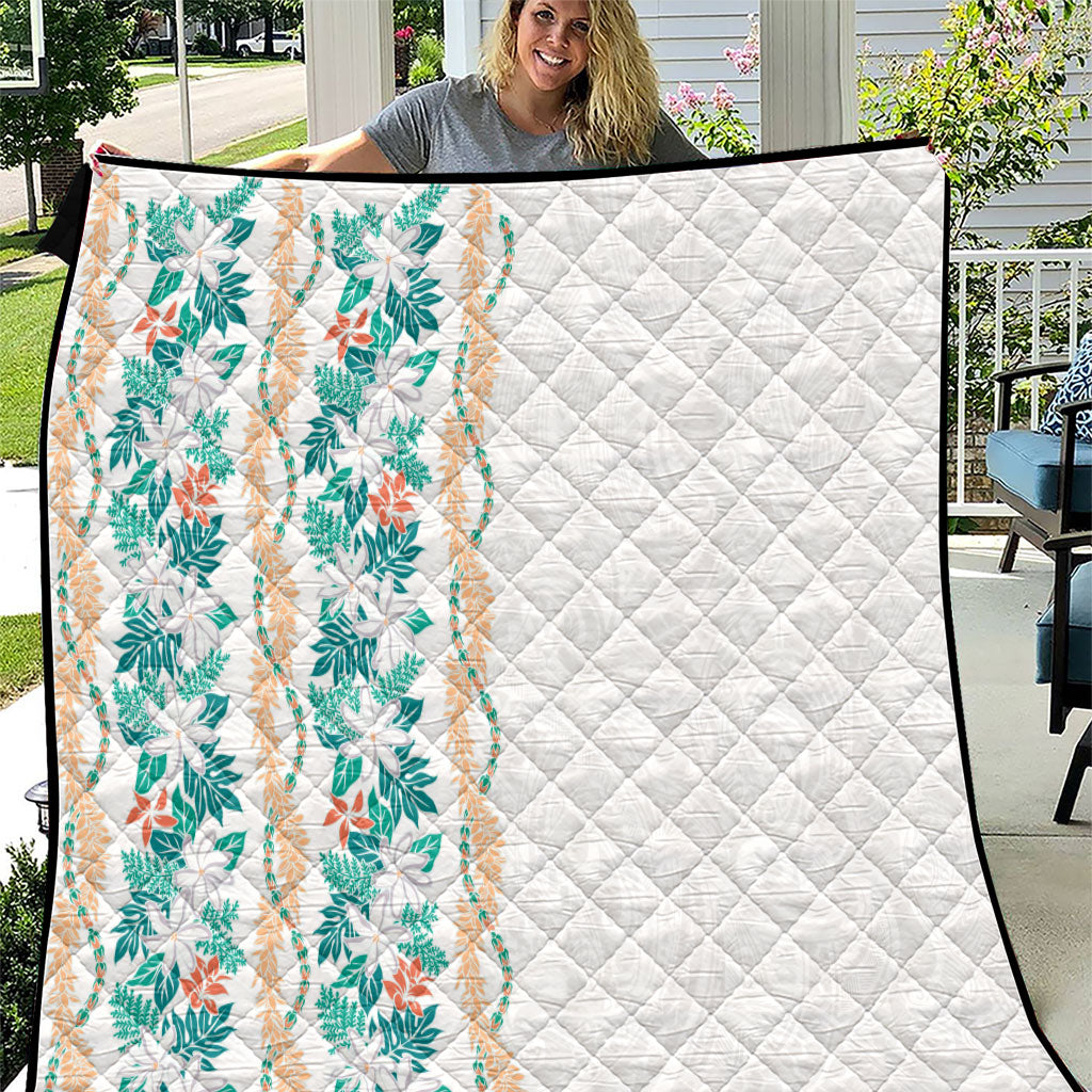 Monstera Tiare Plumeria Quilt Teal Polynesian Pattern LT01 Teal - Polynesian Pride