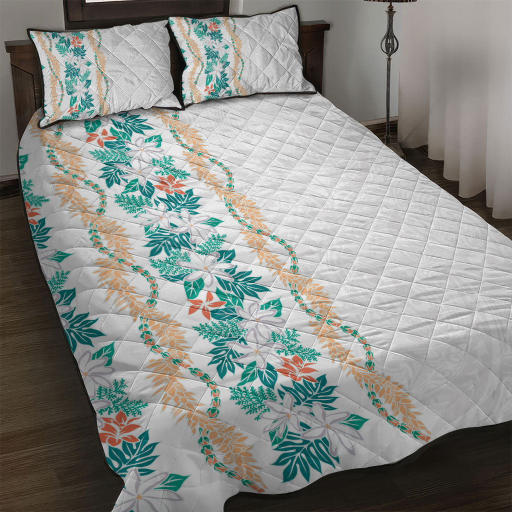Monstera Tiare Plumeria Quilt Bed Set Teal Polynesian Pattern LT01 Teal - Polynesian Pride