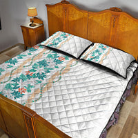 Monstera Tiare Plumeria Quilt Bed Set Teal Polynesian Pattern LT01 - Polynesian Pride