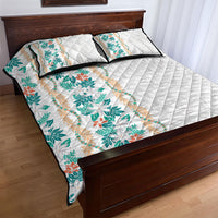 Monstera Tiare Plumeria Quilt Bed Set Teal Polynesian Pattern LT01 - Polynesian Pride