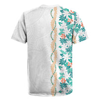Monstera Tiare Plumeria Rugby Jersey Teal Polynesian Pattern LT01 - Polynesian Pride