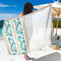 Monstera Tiare Plumeria Sarong Teal Polynesian Pattern LT01 One Size 44 x 66 inches Teal - Polynesian Pride