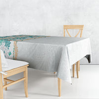 Monstera Tiare Plumeria Tablecloth Teal Polynesian Pattern LT01 - Polynesian Pride
