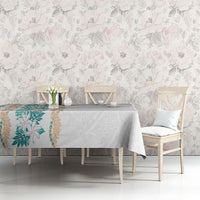 Monstera Tiare Plumeria Tablecloth Teal Polynesian Pattern LT01 - Polynesian Pride