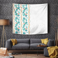 Monstera Tiare Plumeria Tapestry Teal Polynesian Pattern LT01 Teal - Polynesian Pride
