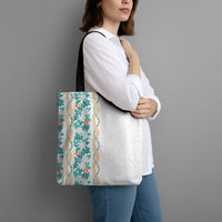 Monstera Tiare Plumeria Tote Bag Teal Polynesian Pattern LT01 - Polynesian Pride