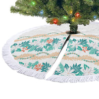 Monstera Tiare Plumeria Tree Skirt Teal Polynesian Pattern LT01 - Polynesian Pride