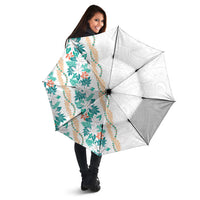 Monstera Tiare Plumeria Umbrella Teal Polynesian Pattern LT01 - Polynesian Pride