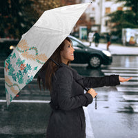Monstera Tiare Plumeria Umbrella Teal Polynesian Pattern LT01 - Polynesian Pride