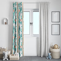 Monstera Tiare Plumeria Window Curtain Teal Polynesian Pattern LT01 - Polynesian Pride
