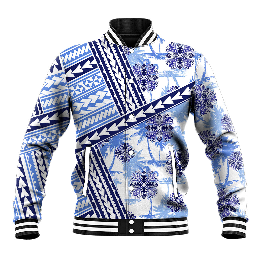 Hawaii Quilt Baseball Jacket Kakau Polynesian Pattern Blue Version LT01 Unisex Blue - Polynesian Pride