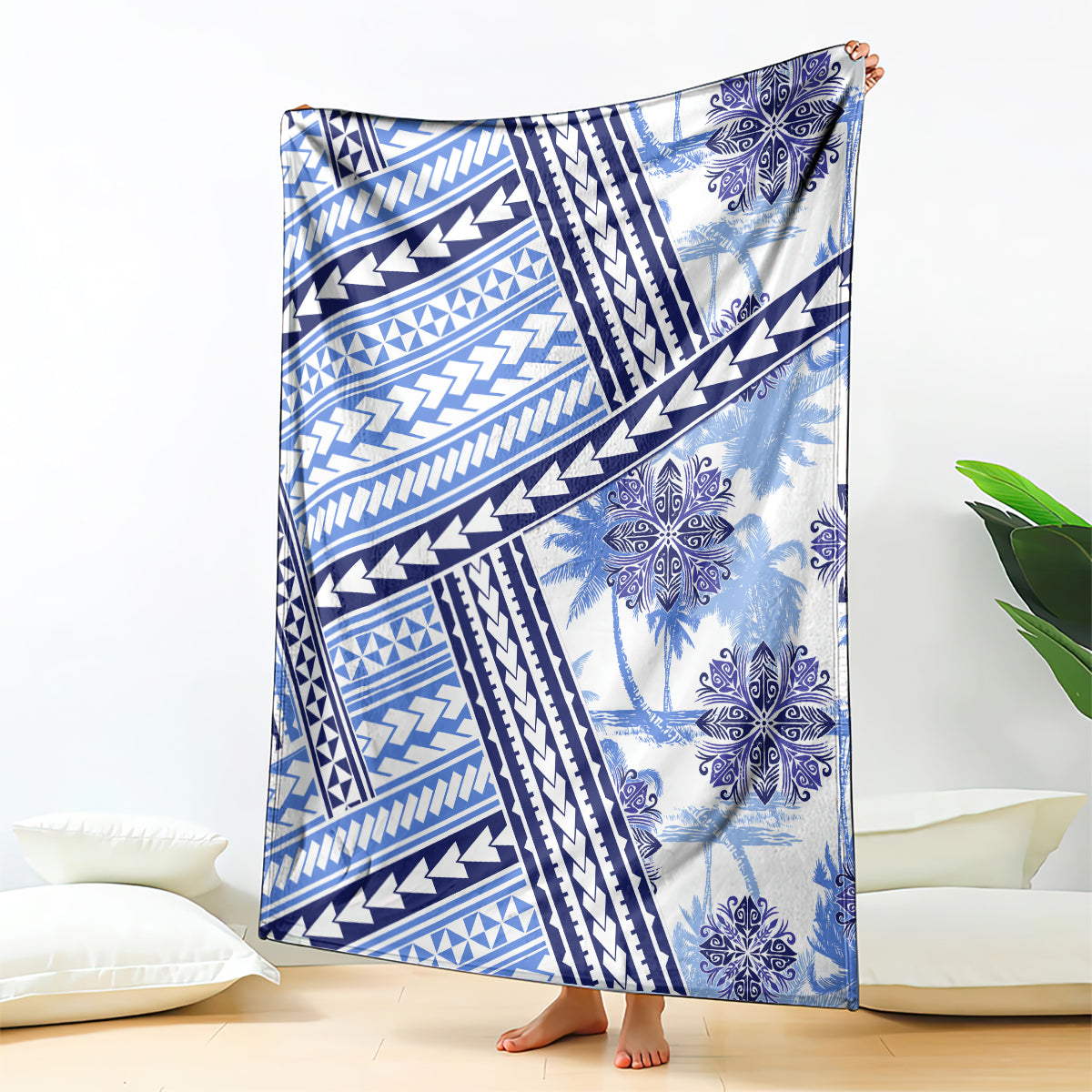 Hawaii Quilt Blanket Kakau Polynesian Pattern Blue Version LT01 Blue - Polynesian Pride