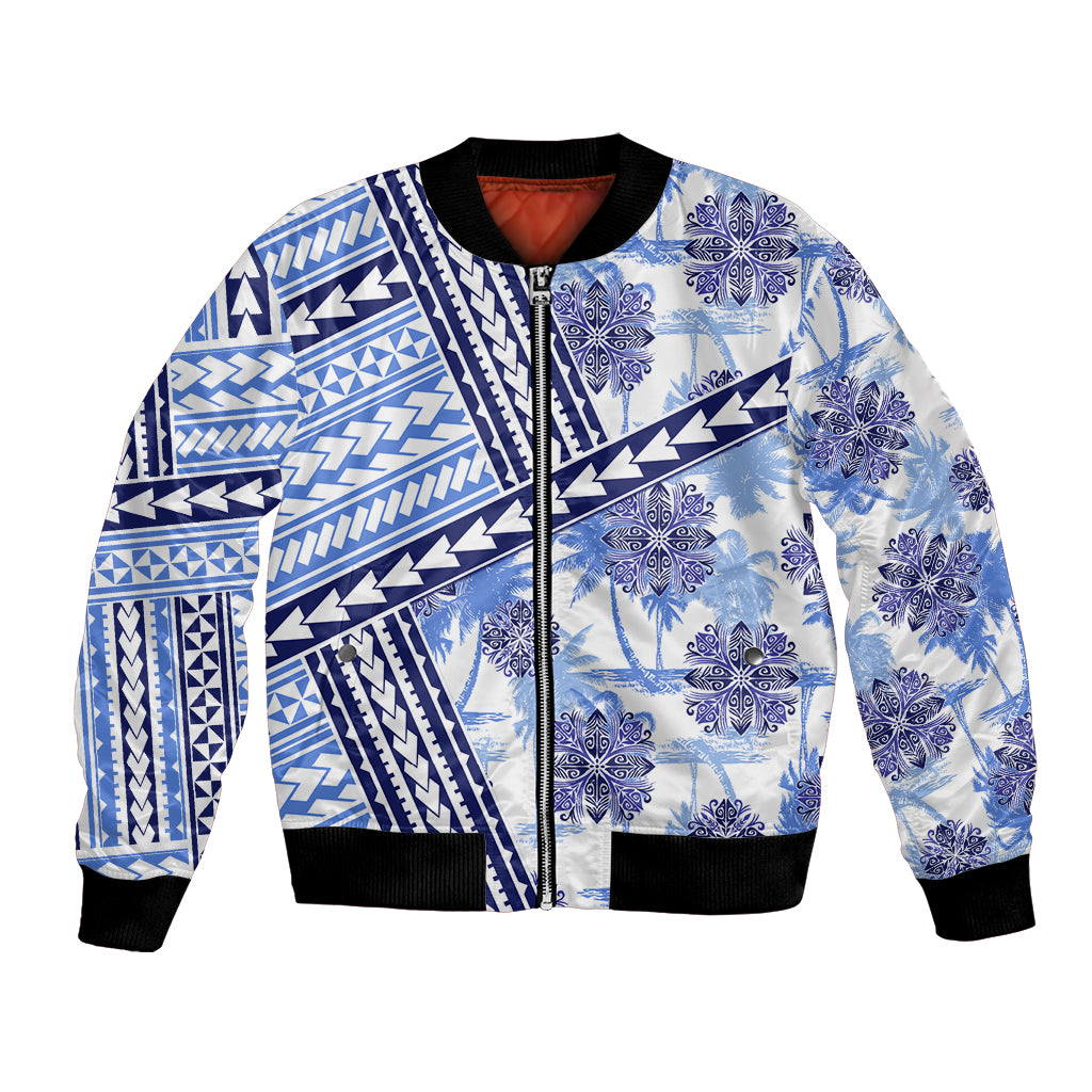 Hawaii Quilt Bomber Jacket Kakau Polynesian Pattern Blue Version LT01 Unisex Blue - Polynesian Pride