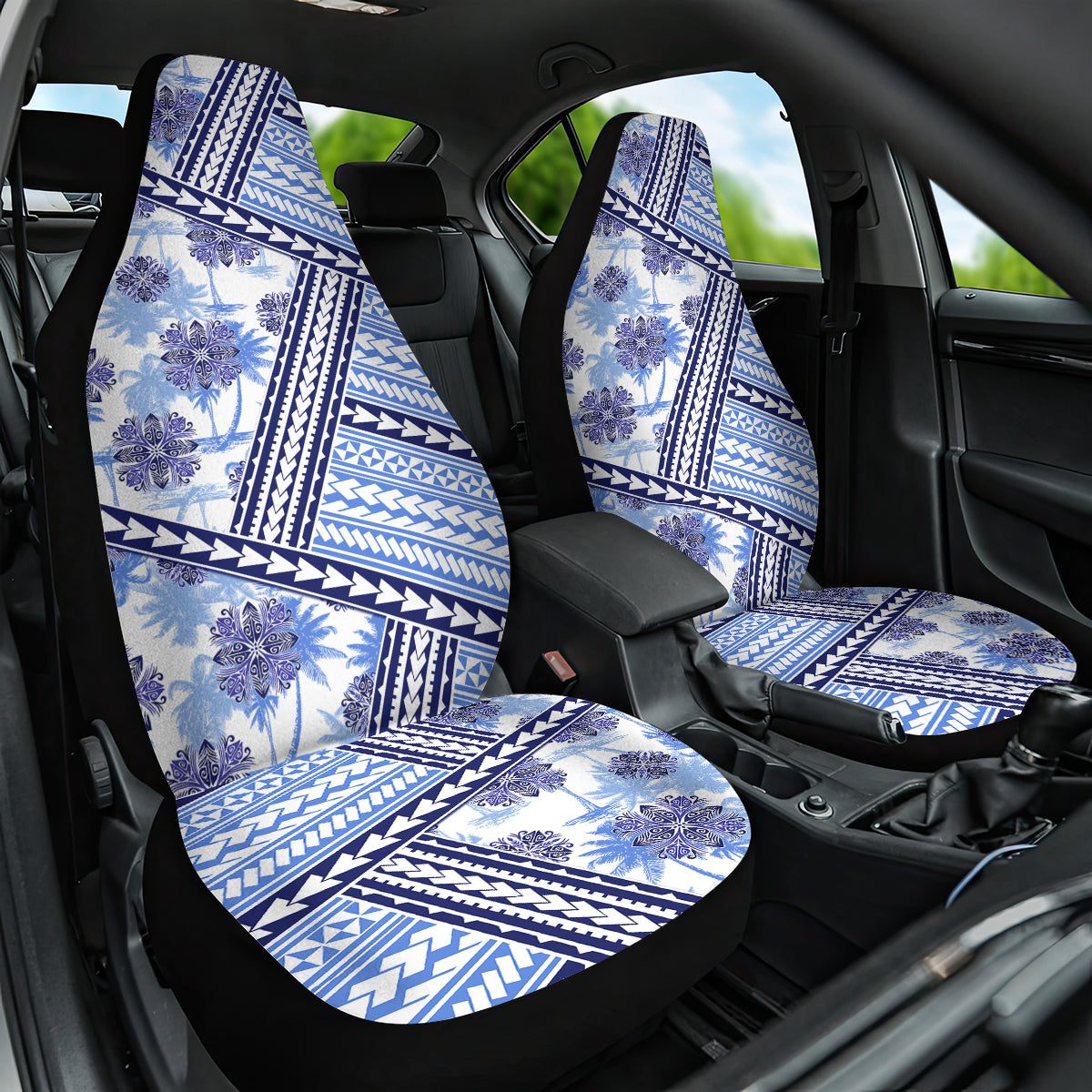 Hawaii Quilt Car Seat Cover Kakau Polynesian Pattern Blue Version LT01 One Size Blue - Polynesian Pride