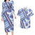 Hawaii Quilt Couples Matching Long Sleeve Bodycon Dress and Hawaiian Shirt Kakau Polynesian Pattern Blue Version LT01 Blue - Polynesian Pride