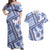 Hawaii Quilt Couples Matching Off Shoulder Maxi Dress and Hawaiian Shirt Kakau Polynesian Pattern Blue Version LT01 Blue - Polynesian Pride