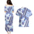 Hawaii Quilt Couples Matching Puletasi Dress and Hawaiian Shirt Kakau Polynesian Pattern Blue Version LT01 - Polynesian Pride