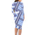 Hawaii Quilt Family Matching Long Sleeve Bodycon Dress and Hawaiian Shirt Kakau Polynesian Pattern Blue Version LT01 - Polynesian Pride