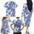 Hawaii Quilt Family Matching Off Shoulder Long Sleeve Dress and Hawaiian Shirt Kakau Polynesian Pattern Blue Version LT01 - Polynesian Pride