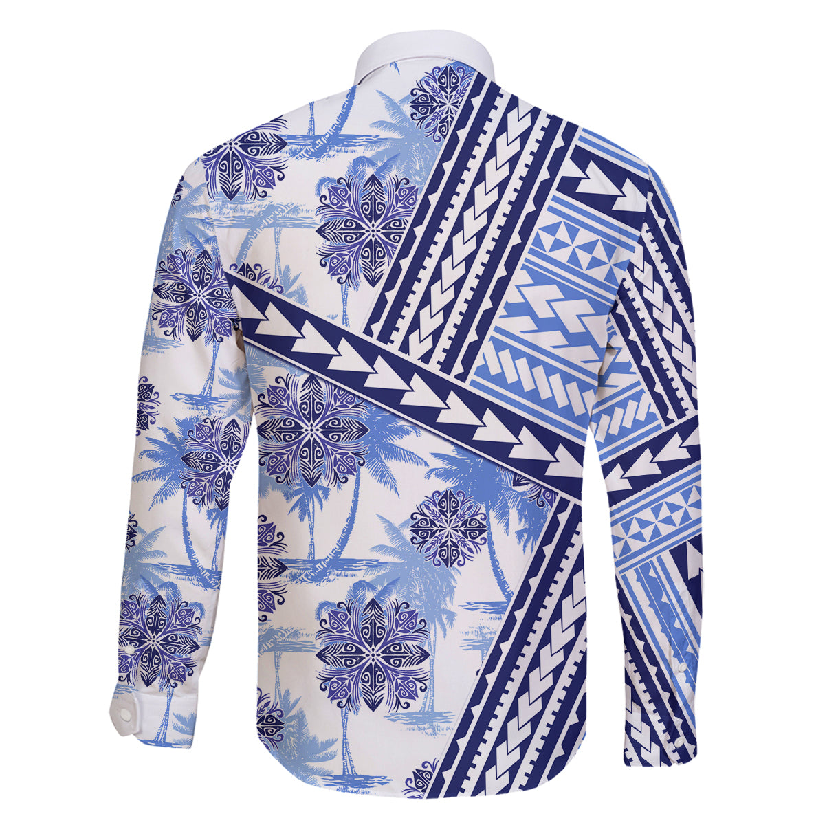 Hawaii Quilt Family Matching Off Shoulder Short Dress and Hawaiian Shirt Kakau Polynesian Pattern Blue Version LT01 - Polynesian Pride