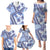 Hawaii Quilt Family Matching Puletasi Dress and Hawaiian Shirt Kakau Polynesian Pattern Blue Version LT01 - Polynesian Pride