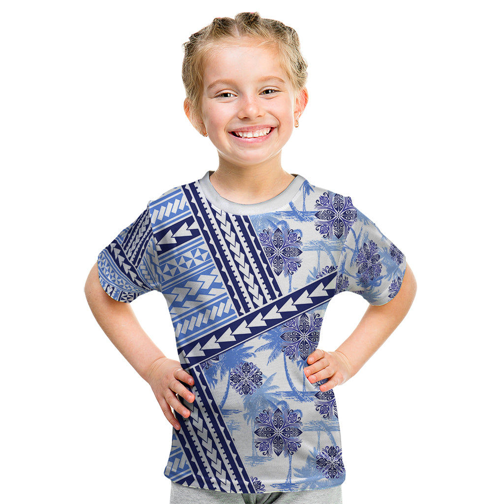 Hawaii Quilt Kid T Shirt Kakau Polynesian Pattern Blue Version LT01 Blue - Polynesian Pride