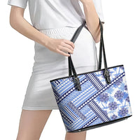 Hawaii Quilt Leather Tote Bag Kakau Polynesian Pattern Blue Version LT01 - Polynesian Pride