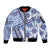 Hawaii Quilt Sleeve Zip Bomber Jacket Kakau Polynesian Pattern Blue Version LT01 Unisex Blue - Polynesian Pride