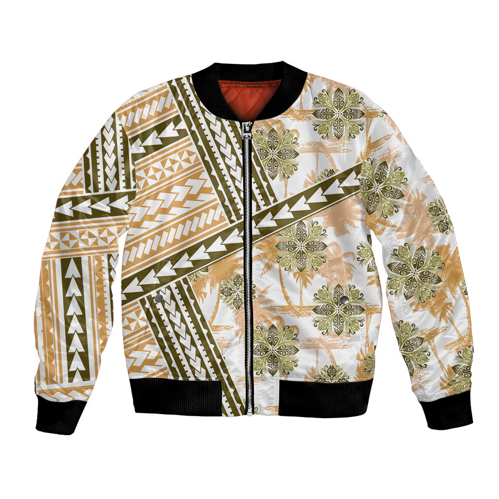 Hawaii Quilt Bomber Jacket Kakau Polynesian Pattern Gold Version LT01 Unisex Gold - Polynesian Pride