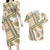 Hawaii Quilt Couples Matching Long Sleeve Bodycon Dress and Hawaiian Shirt Kakau Polynesian Pattern Gold Version LT01 Gold - Polynesian Pride