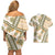 Hawaii Quilt Couples Matching Off Shoulder Short Dress and Hawaiian Shirt Kakau Polynesian Pattern Gold Version LT01 - Polynesian Pride