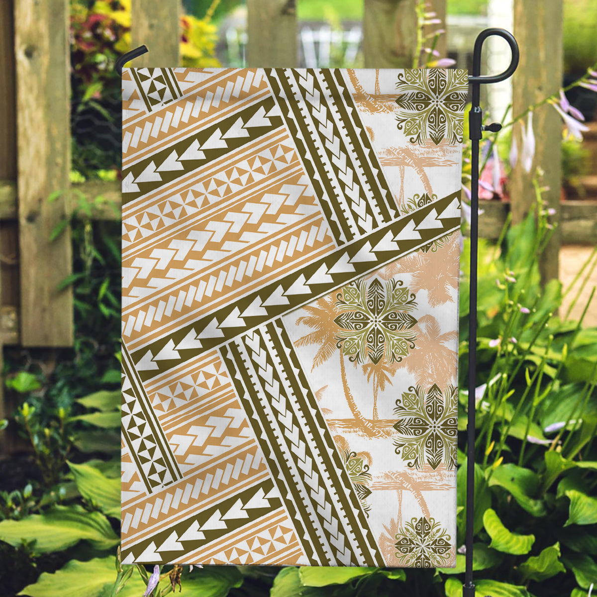 Hawaii Quilt Garden Flag Kakau Polynesian Pattern Gold Version LT01 Garden Flag Gold - Polynesian Pride