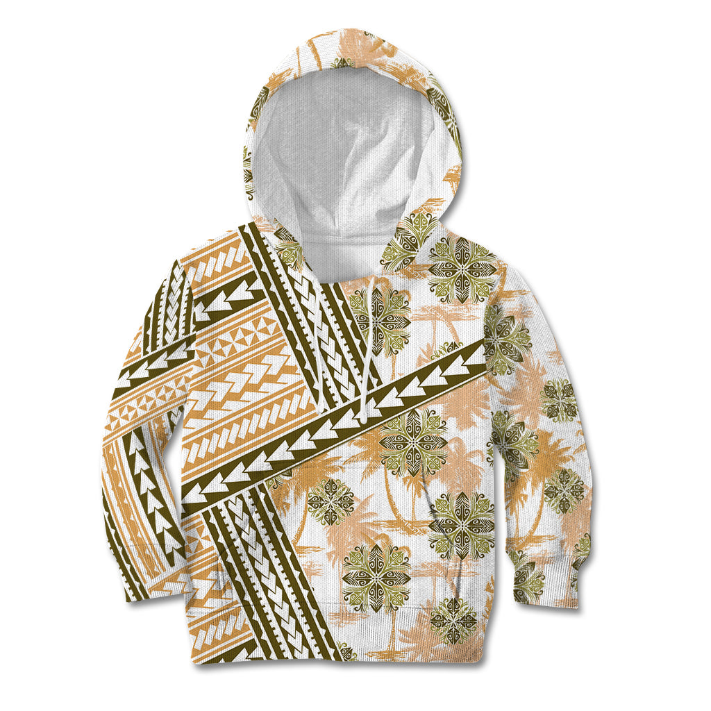 Hawaii Quilt Kid Hoodie Kakau Polynesian Pattern Gold Version LT01 Hoodie Gold - Polynesian Pride