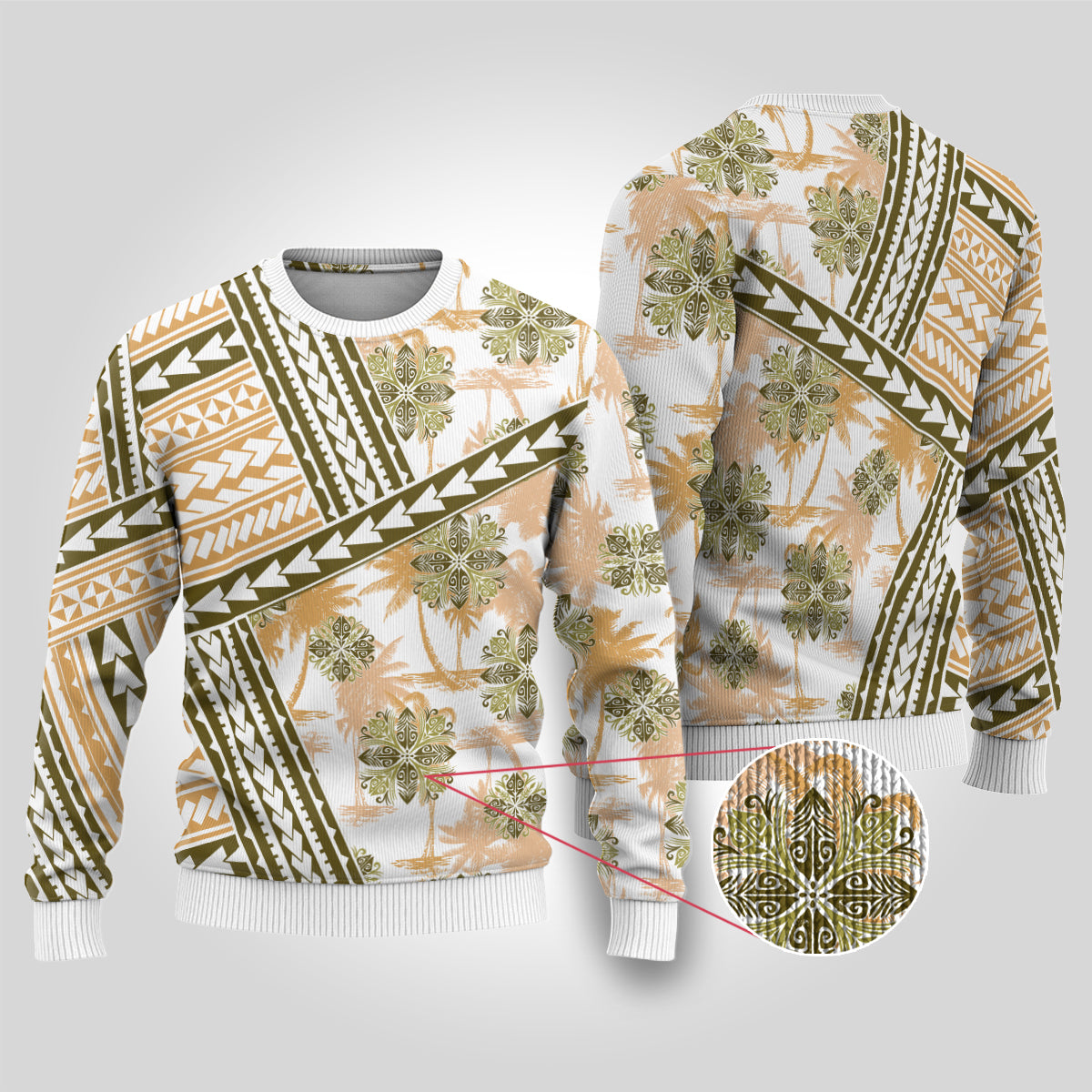 Hawaii Quilt Ugly Christmas Sweater Kakau Polynesian Pattern Gold Version LT01 Gold - Polynesian Pride