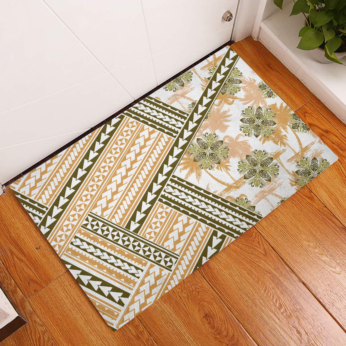 Hawaii Quilt Rubber Doormat Kakau Polynesian Pattern Gold Version LT01 Gold - Polynesian Pride