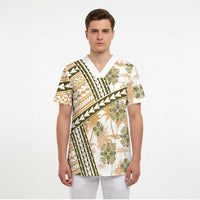 Hawaii Quilt Scrub Top Kakau Polynesian Pattern Gold Version - Polynesian Pride