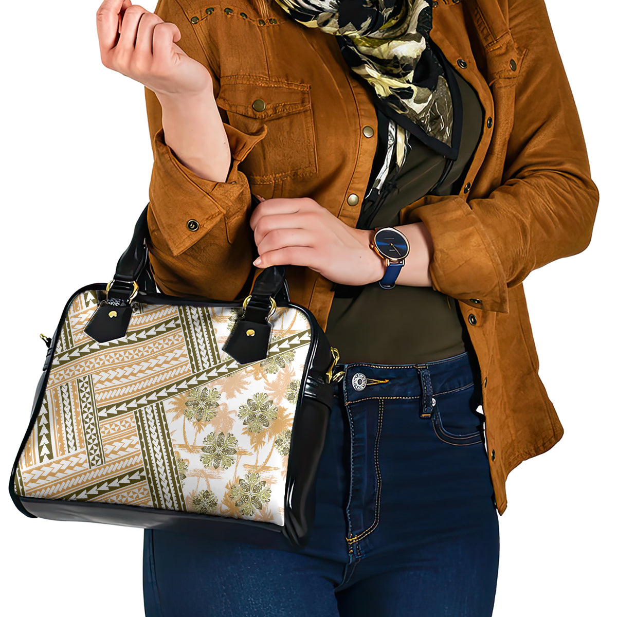 Hawaii Quilt Shoulder Handbag Kakau Polynesian Pattern Gold Version LT01 - Polynesian Pride