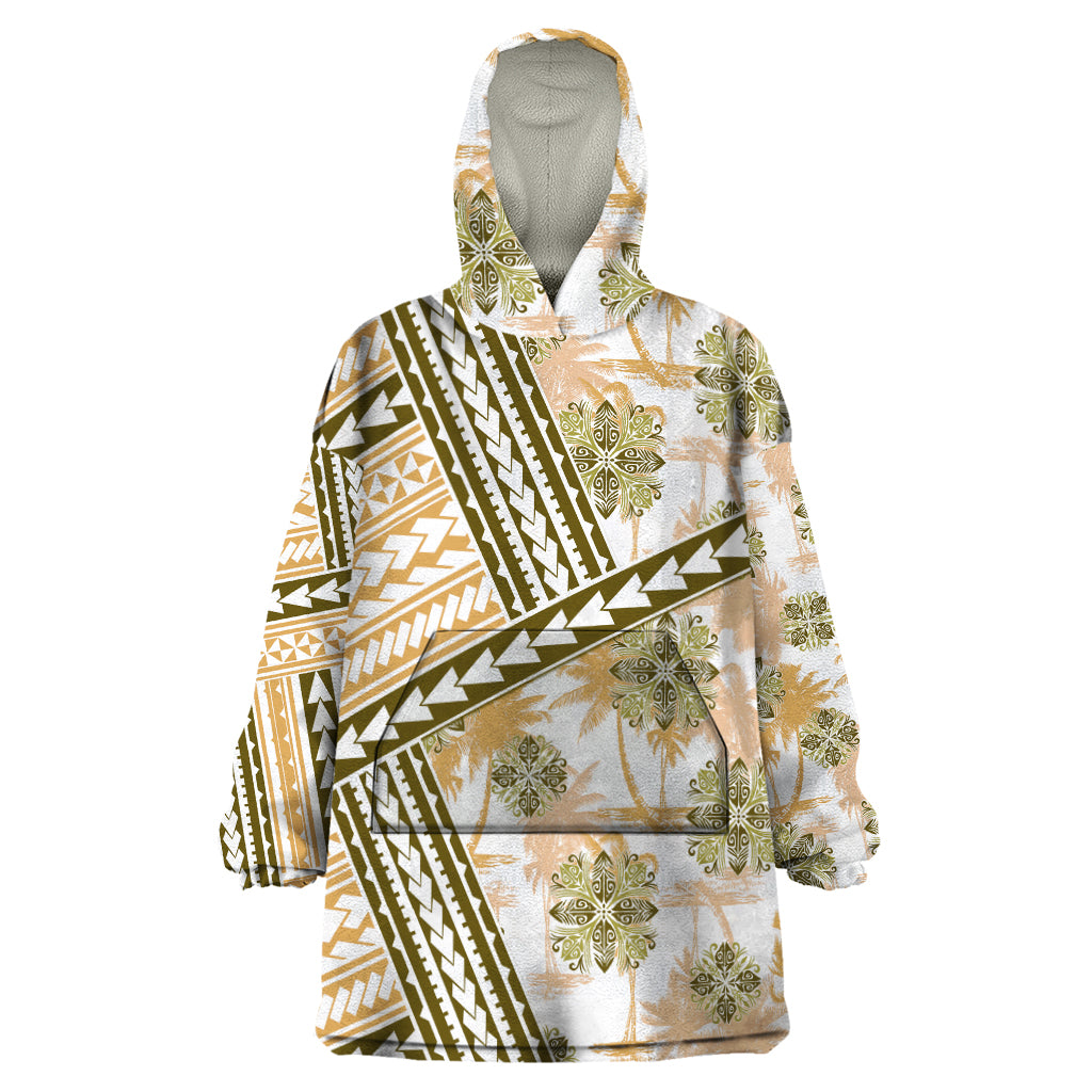 Hawaii Quilt Wearable Blanket Hoodie Kakau Polynesian Pattern Gold Version LT01 One Size Gold - Polynesian Pride