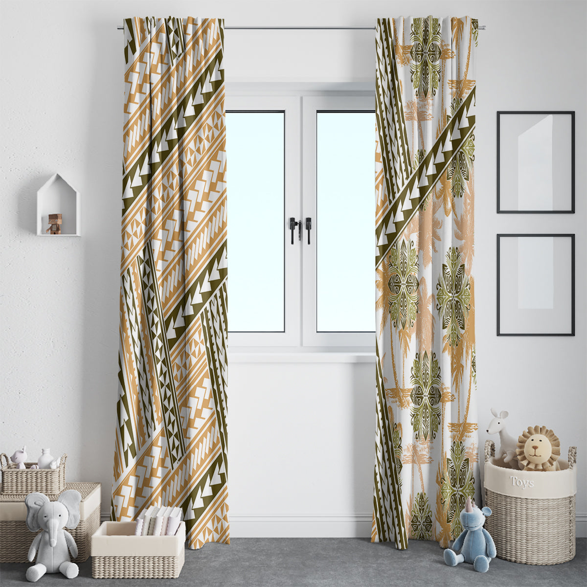 Hawaii Quilt Window Curtain Kakau Polynesian Pattern Gold Version LT01 - Polynesian Pride