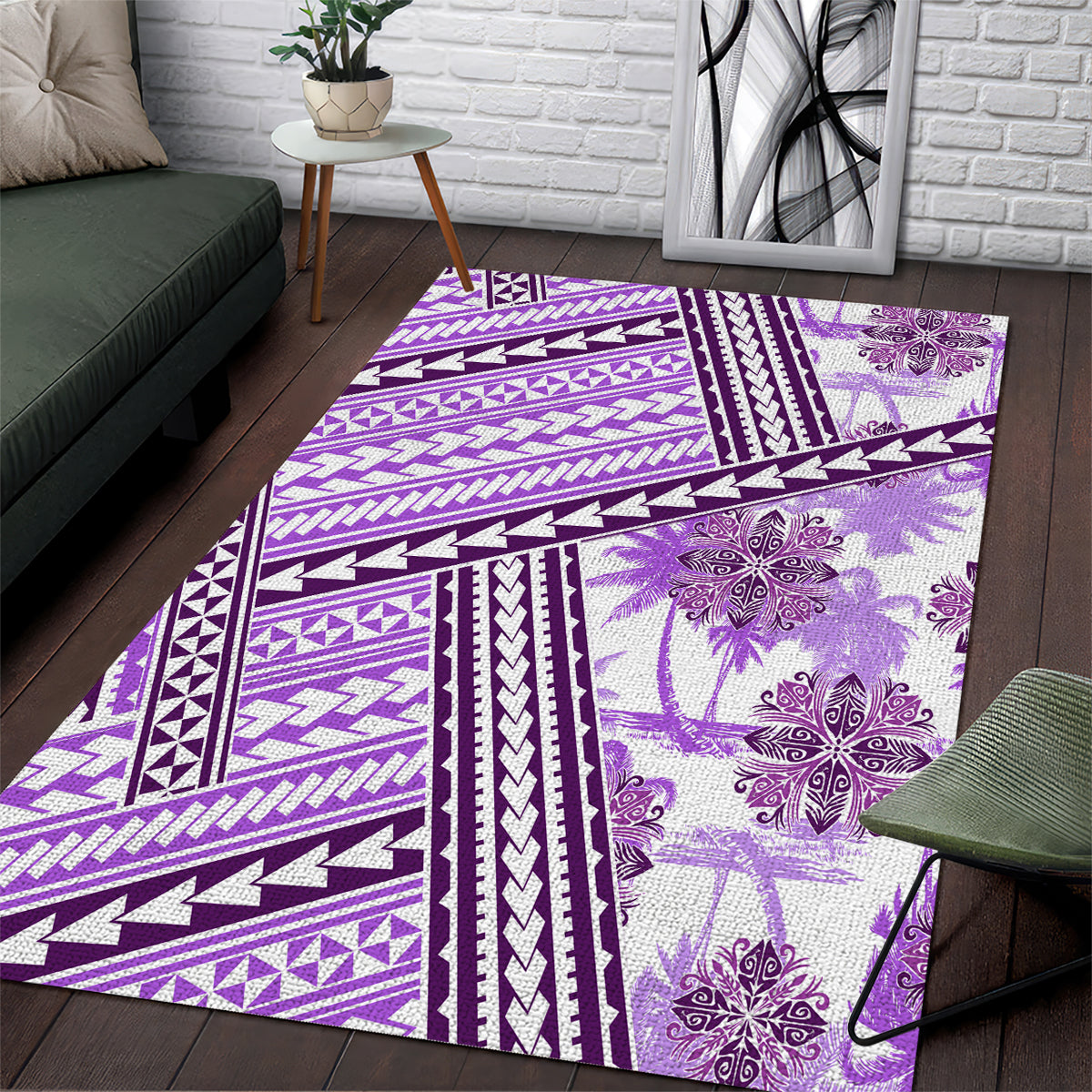 Hawaii Quilt Area Rug Kakau Polynesian Pattern Lilac Version LT01 Purple - Polynesian Pride