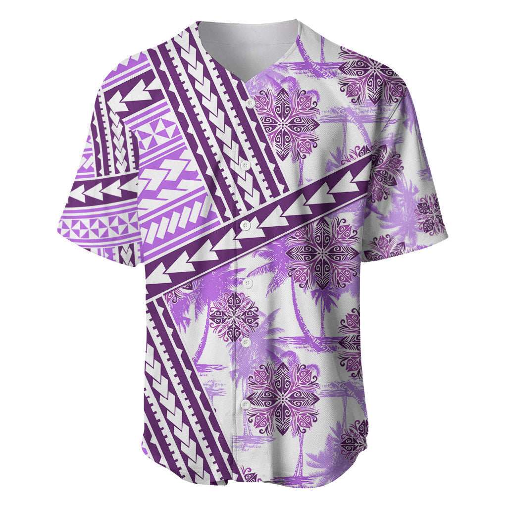 Hawaii Quilt Baseball Jersey Kakau Polynesian Pattern Lilac Version LT01 Purple - Polynesian Pride