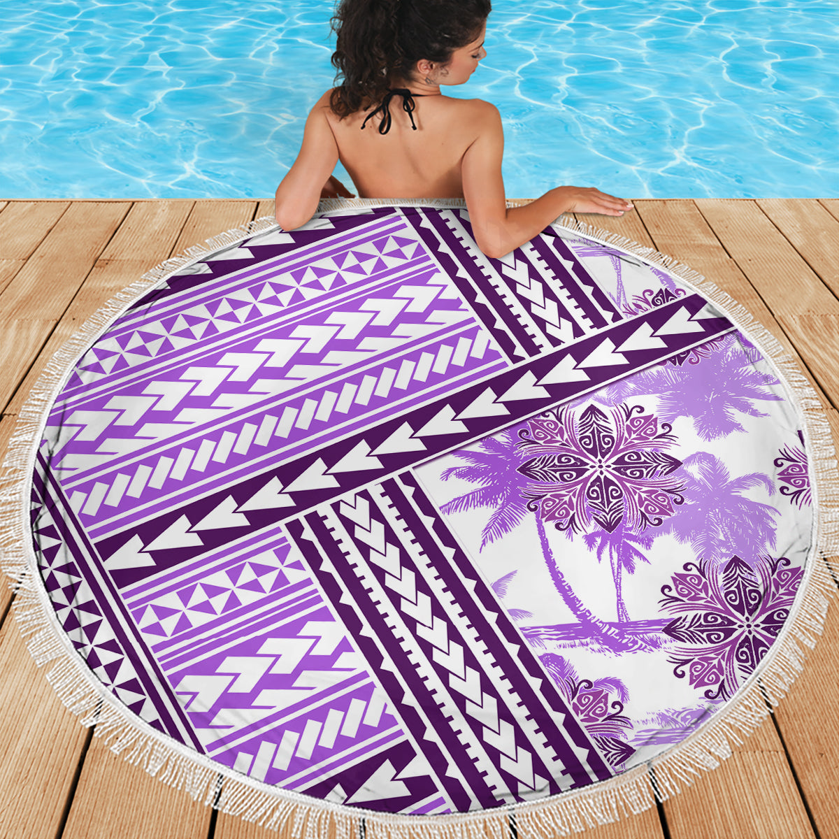 Hawaii Quilt Beach Blanket Kakau Polynesian Pattern Lilac Version LT01 - Polynesian Pride