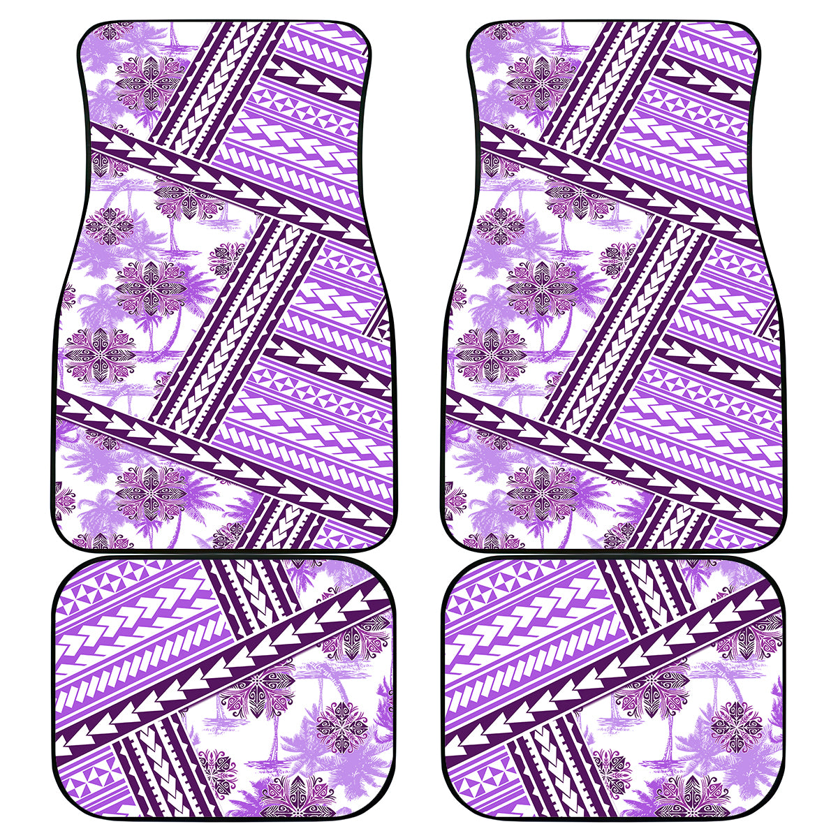 Hawaii Quilt Car Mats Kakau Polynesian Pattern Lilac Version LT01 Purple - Polynesian Pride