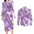 Hawaii Quilt Couples Matching Long Sleeve Bodycon Dress and Long Sleeve Button Shirt Kakau Polynesian Pattern Lilac Version LT01 Purple - Polynesian Pride